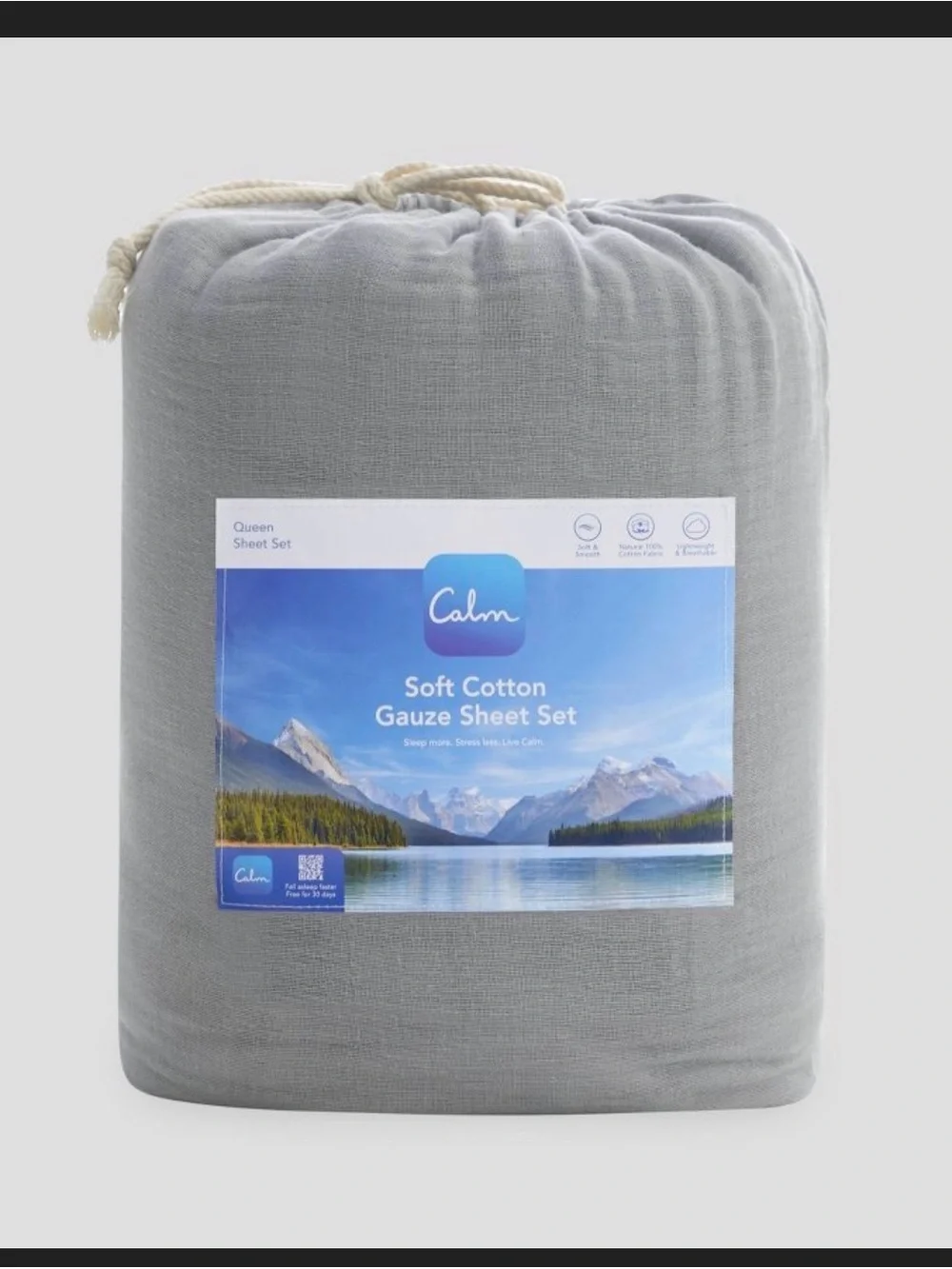 Soft Cotton Gauze Sheet Set - Light Gray